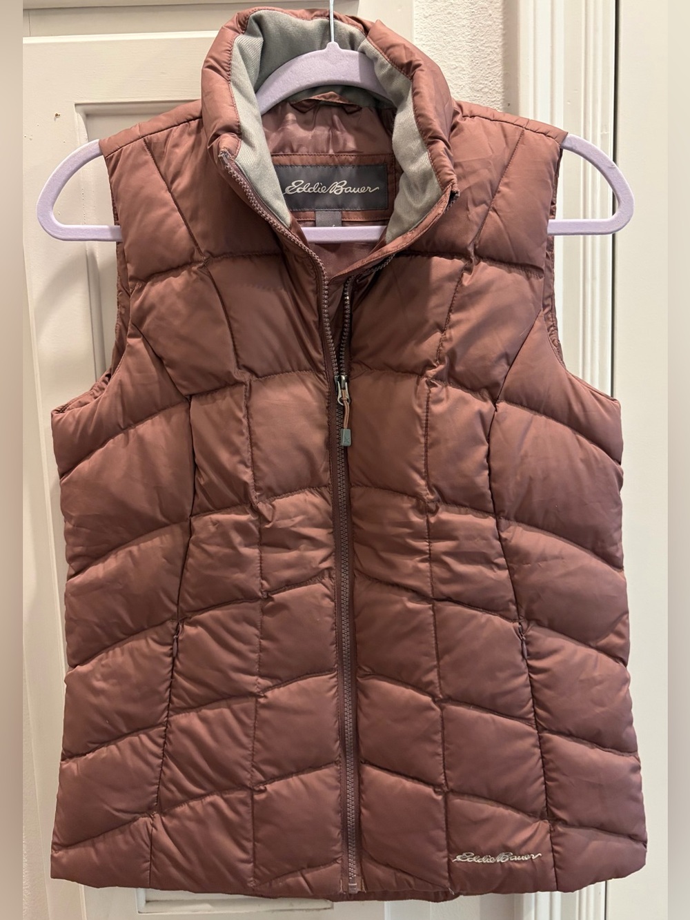 NWOT EDDIE BAUER Goose Down Quilted Puffer Vest/Rosewood Pink - Women’s Size S